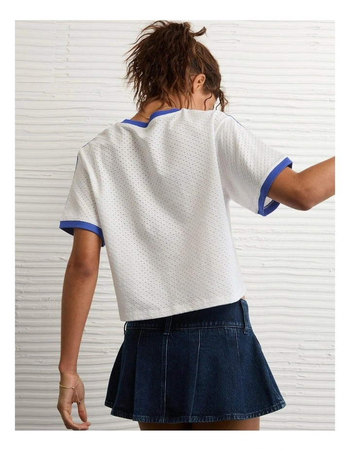 Graphic Mesh T-shirt in Gravity Blue image 2