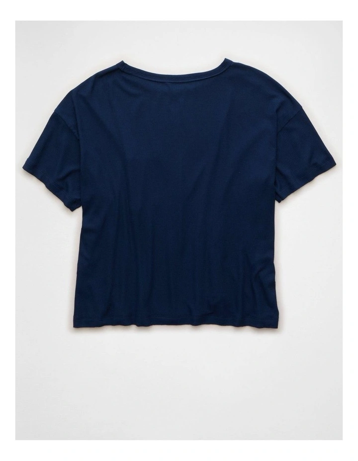 Soft And Sexy Ribbed Pocket T-shirt in Dark Indigo image 4