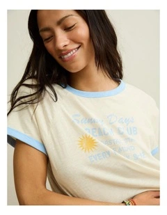 Graphic Ringer T-shirt in Cream