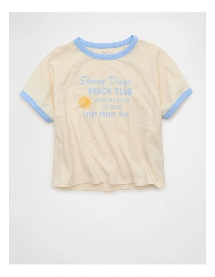Graphic Ringer T-shirt in Cream image 3