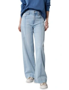 Super High Waisted Wide Leg Jean in Skylight