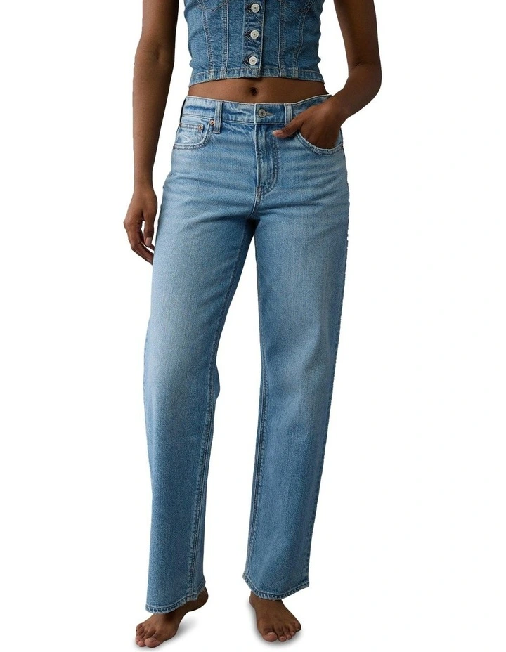 Strigid High Waisted Stovepipe Jeans in Medium Indigo image 1
