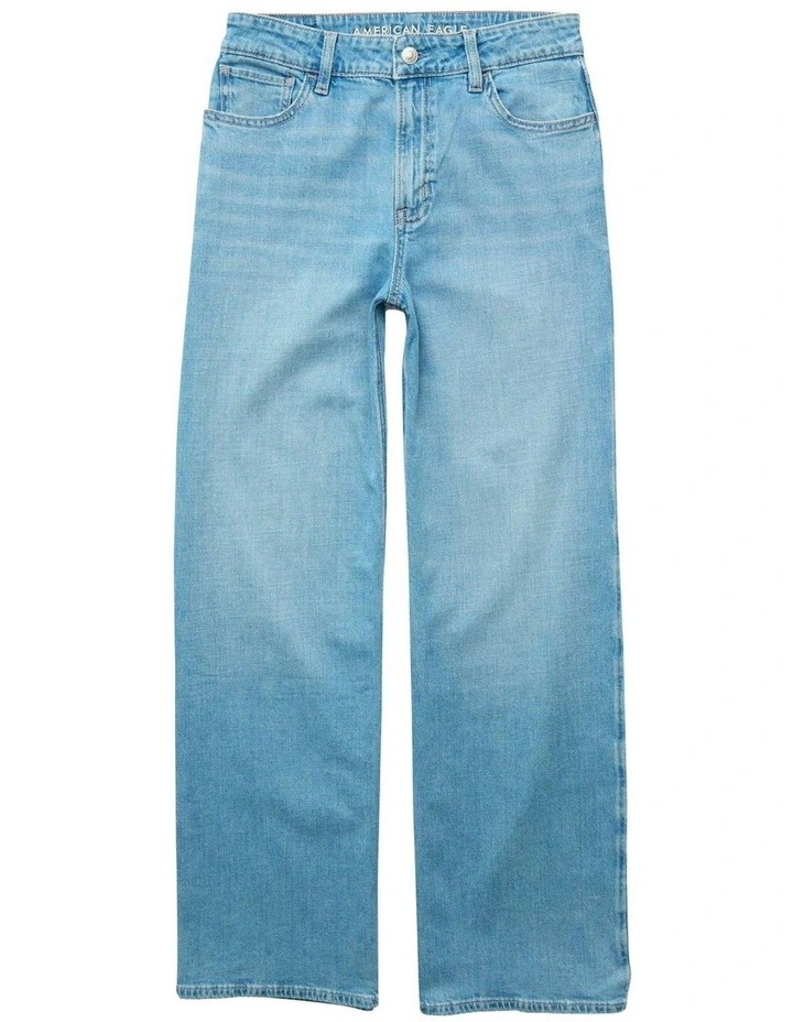 Dreamy Drapey Stretch Super High-Waisted Baggy Wide-Leg Jeans in Moon Stone Light image 3