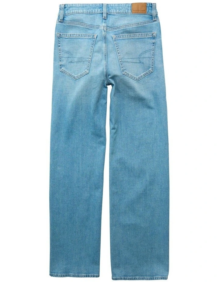 Dreamy Drapey Stretch Super High-Waisted Baggy Wide-Leg Jeans in Moon Stone Light image 4