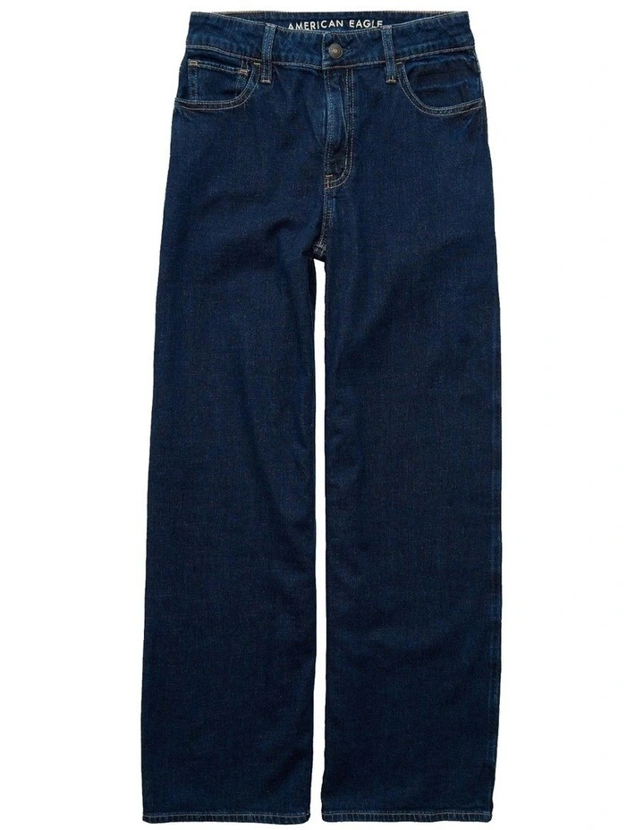 Dreamy Drapey Stretch Super High-Waisted Baggy Wide-Leg Jeans in Dark Rinse image 3