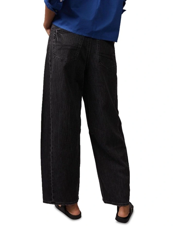 Dreamy Drape Barrel Jeans in Black image 2