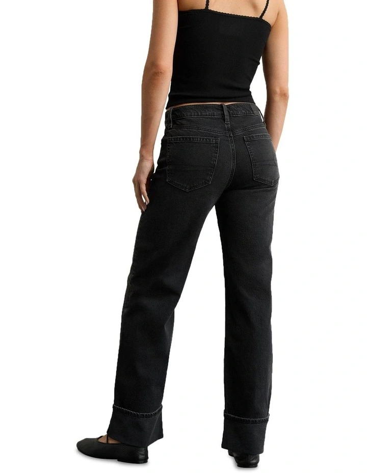 Stretch High Waisted Stovepipe Jeans in Black Blaze image 2