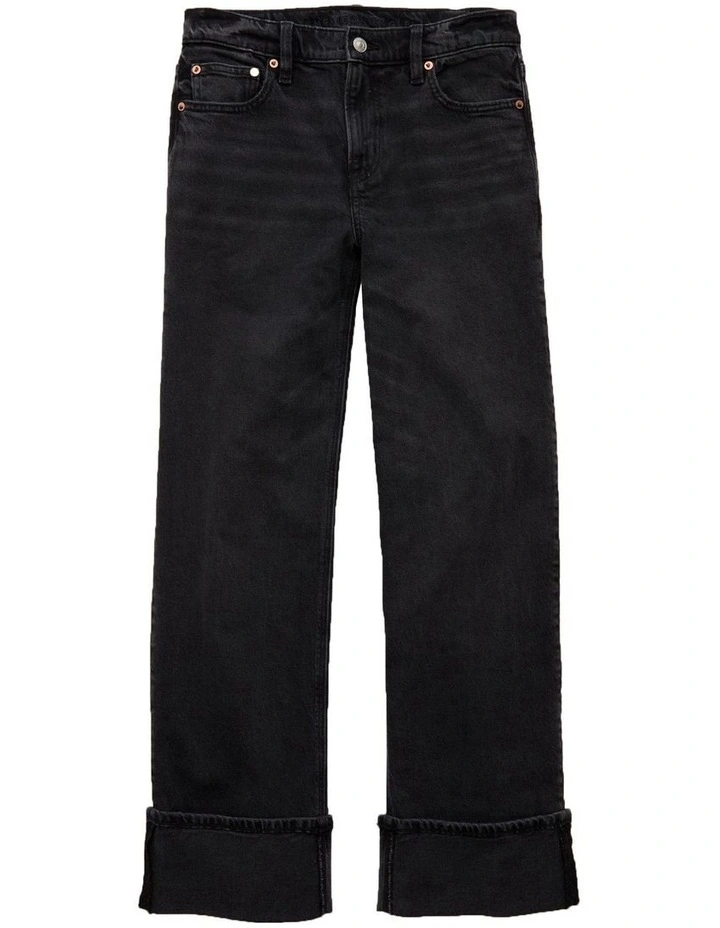 Stretch High Waisted Stovepipe Jeans in Black Blaze image 3