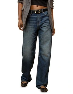 Strigid Low-Rise Baggy Straight Jean in Washed Blue