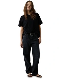 Strigid Low-Rise Baggy Straight Jean in Black Blaze