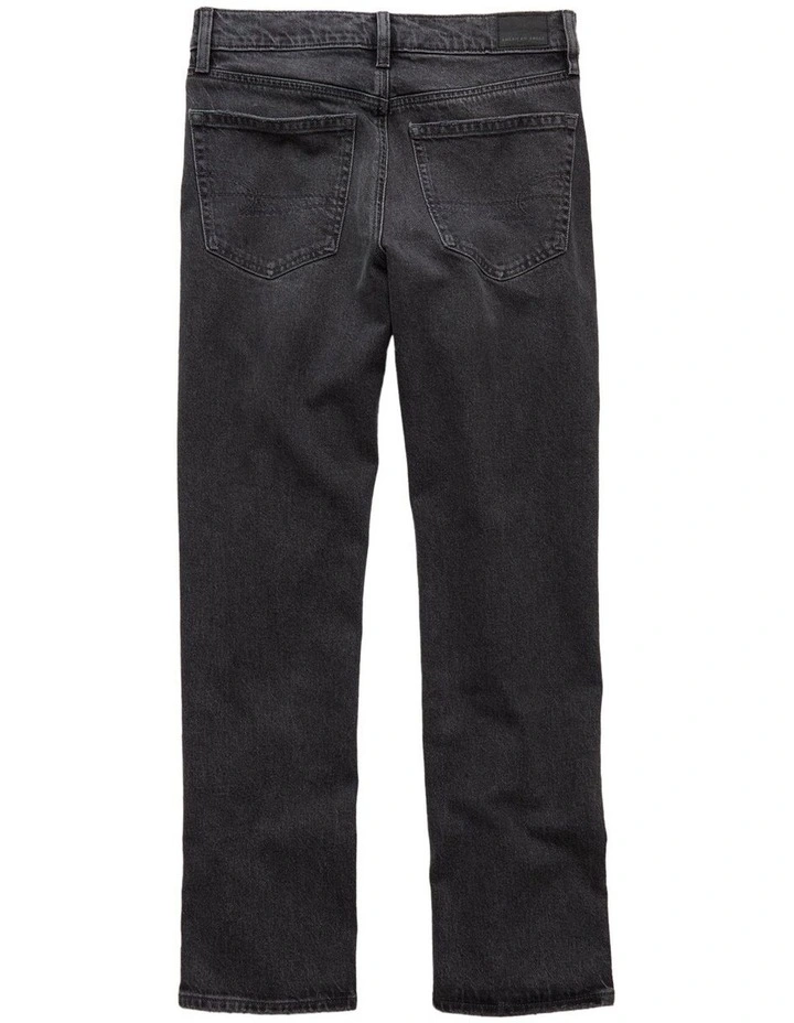 Stretch High-Waisted Straight Jeans in Black image 4