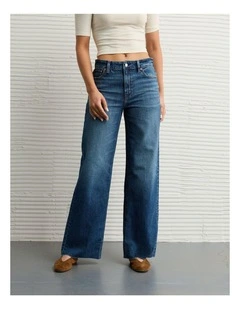Super High-Waisted Baggy Wide-Leg Jeans in Dark Indigo Wash