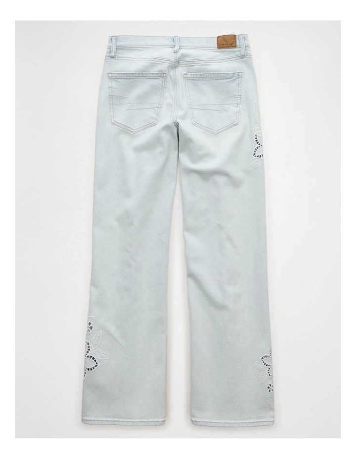 Stretch High-Waisted Embroidered Floral Stovepipe Jeans in Medium Wash image 4
