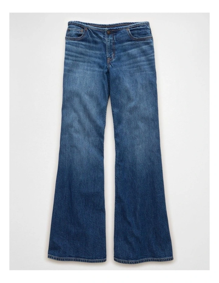 Dreamy Drape Stretch Super Low-Rise Baggy Flare Jeans in Medium Wash image 3