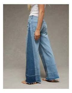 Dreamy Drape Stretch Low-Rise Baggy Ultra-Wide Leg Jeans in Blue Breeze