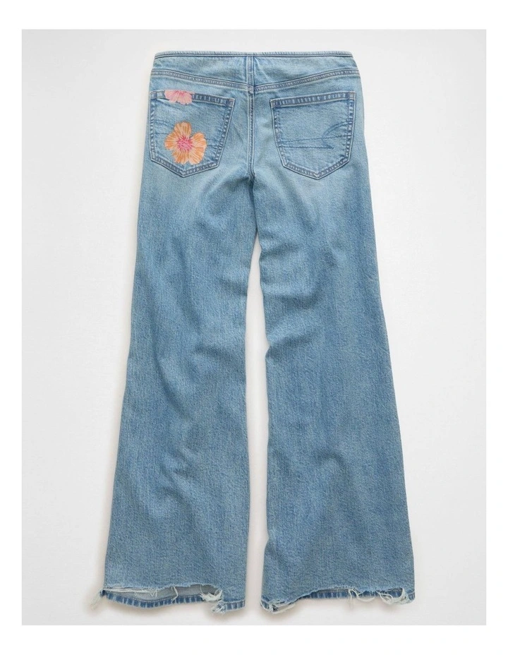 Dreamy Drape Stretch Super Low-Rise Baggy Flare Jeans in Blue image 4