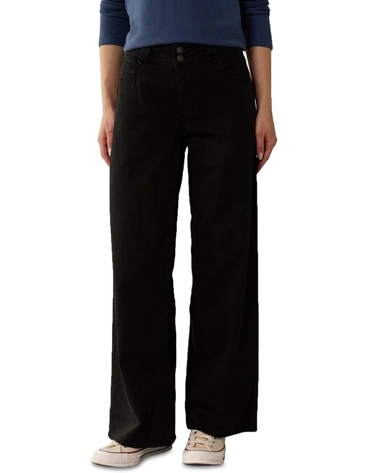 Low-Rise Baggy Wide-Leg Pant in Onyx Black image 1