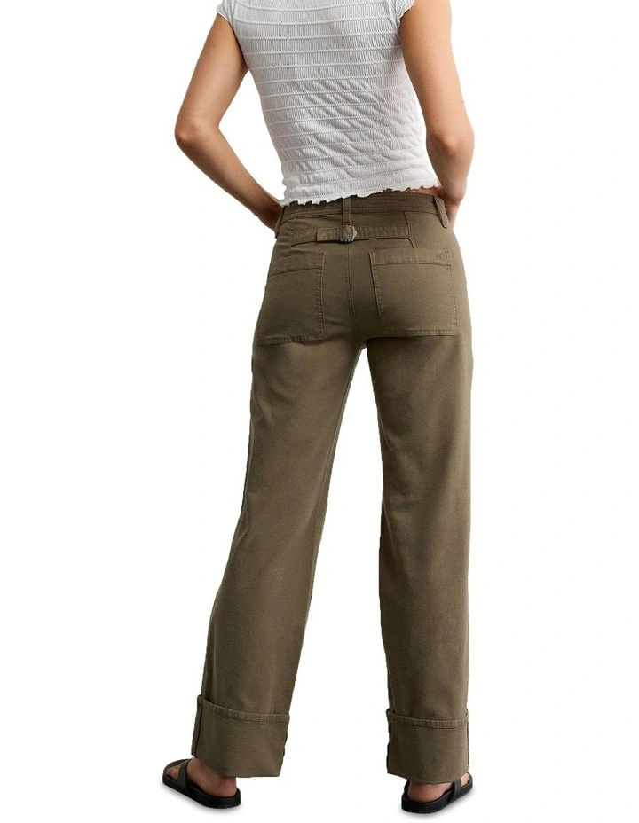 Stretch High-Waisted Utility Stovepipe Pant in Bunker Olive image 2