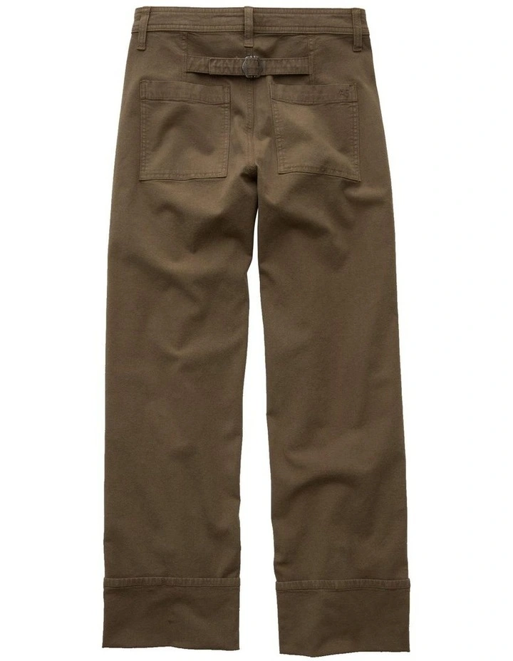 Stretch High-Waisted Utility Stovepipe Pant in Bunker Olive image 4