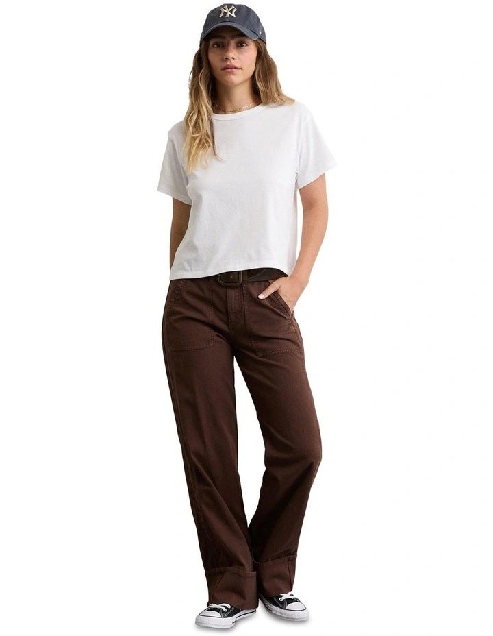Stretch High-Waisted Utility Stovepipe Pant in Chocolate image 1