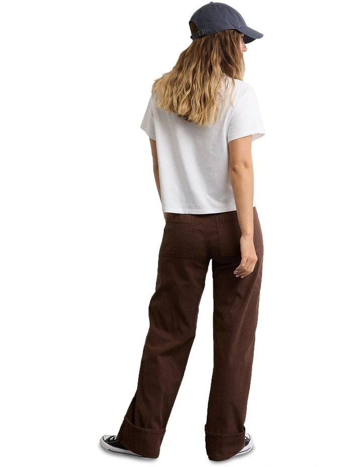 Stretch High-Waisted Utility Stovepipe Pant in Chocolate image 2