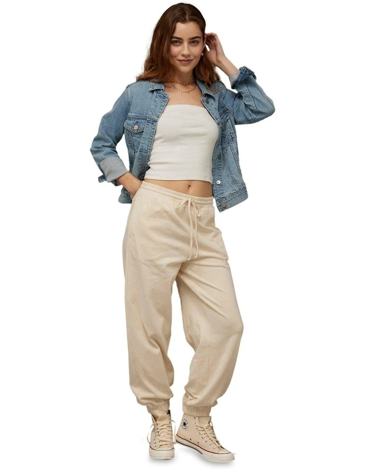 High-Waisted Saturday Jogger in Cream image 1