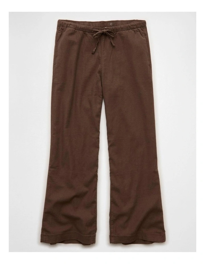 Stretch Low-Rise Linen-Blend Pull-On Pant in Brown image 3