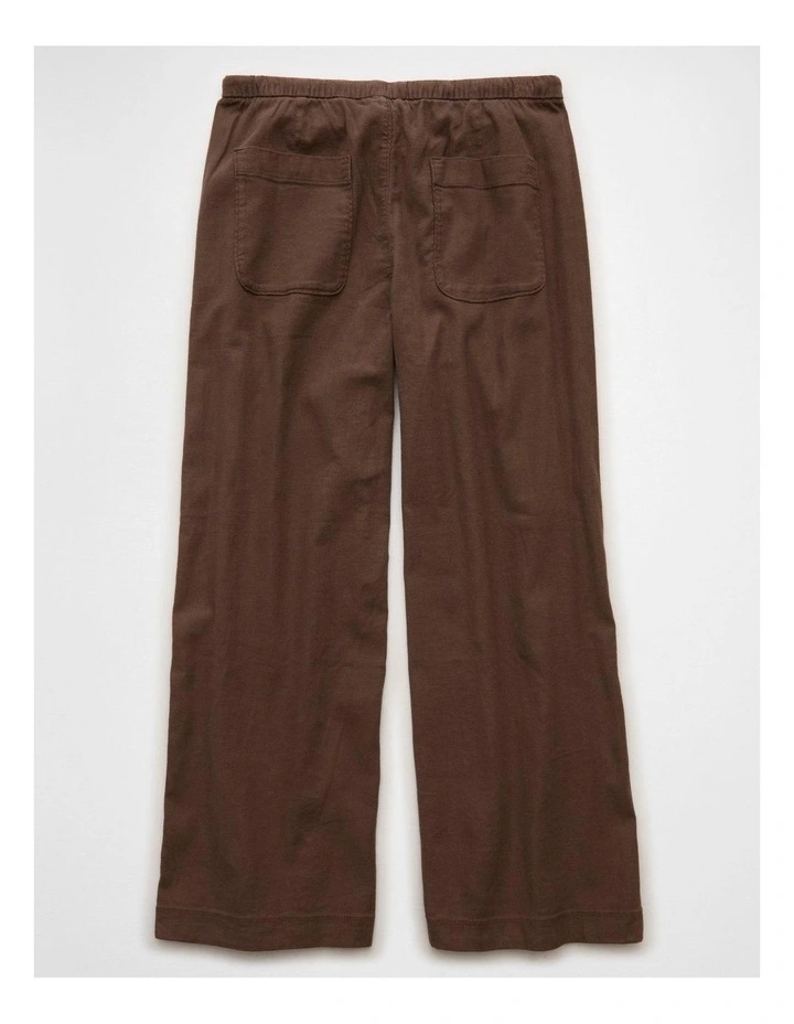 Stretch Low-Rise Linen-Blend Pull-On Pant in Brown image 4