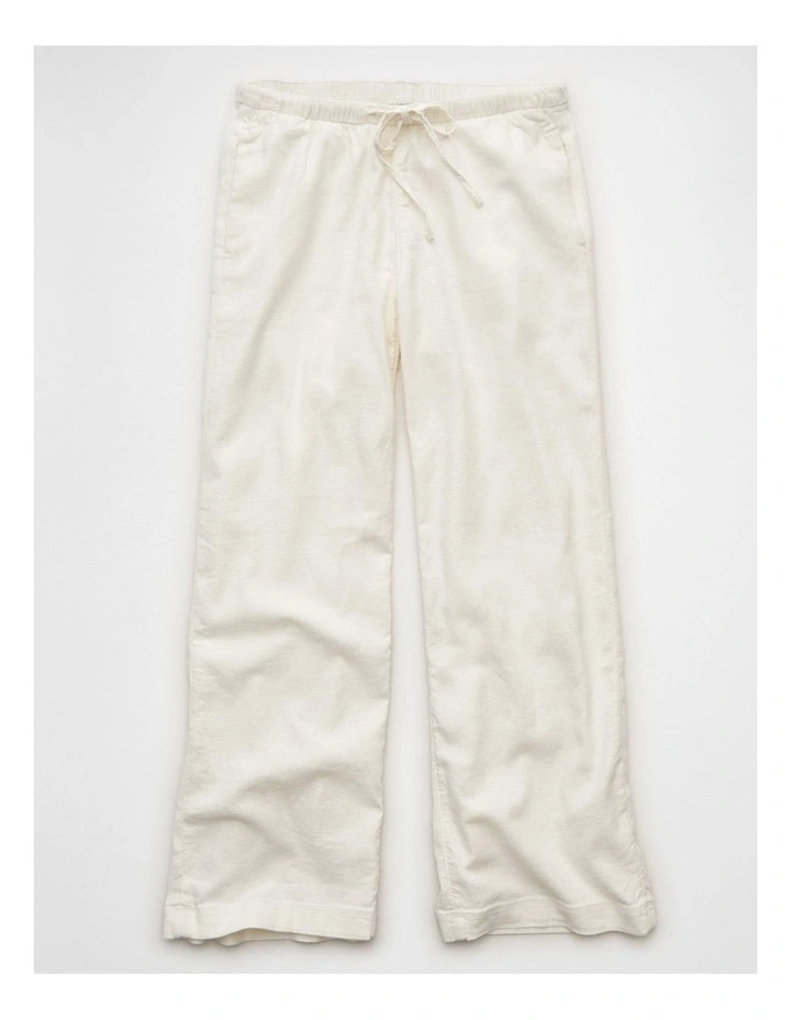 Stretch Low-Rise Linen-Blend Pull-On Pant in White image 3