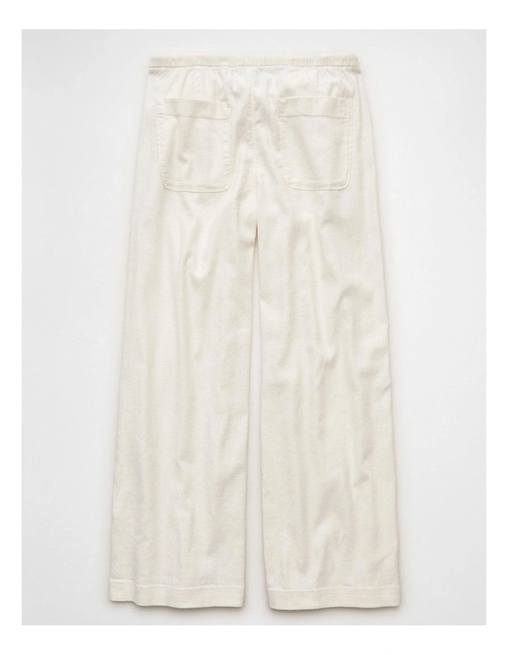 Stretch Low-Rise Linen-Blend Pull-On Pant in White image 4