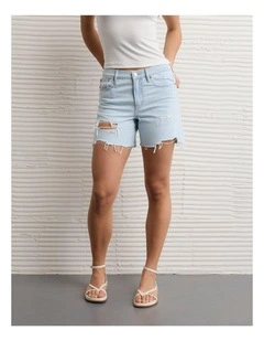 Strigid Super High-Waisted Relaxed Denim Short 6" in Icy Repair