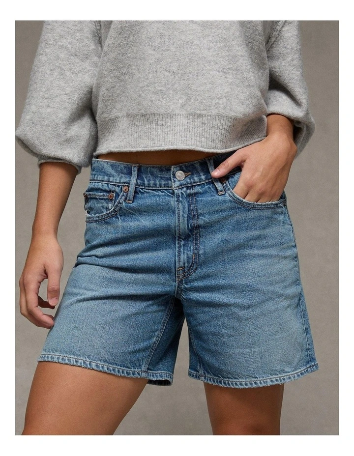 Strigid Super High-Waisted Relaxed Denim Short 6" in Easy Breezy Blue image 1