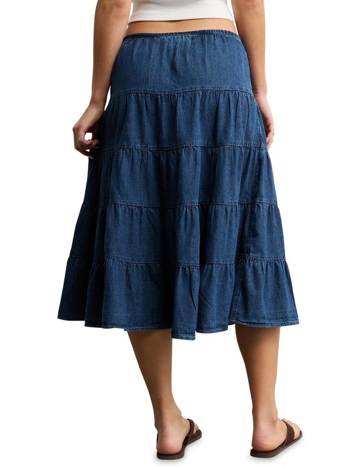 Stretch Maxi Skirt in Dark Wash image 2