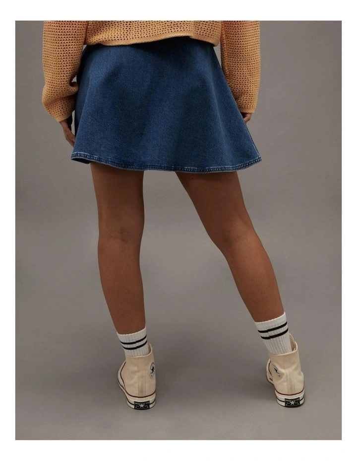 Dreamy Drape Stretch Denim Circle Skort in Medium Tinted Indigo image 2