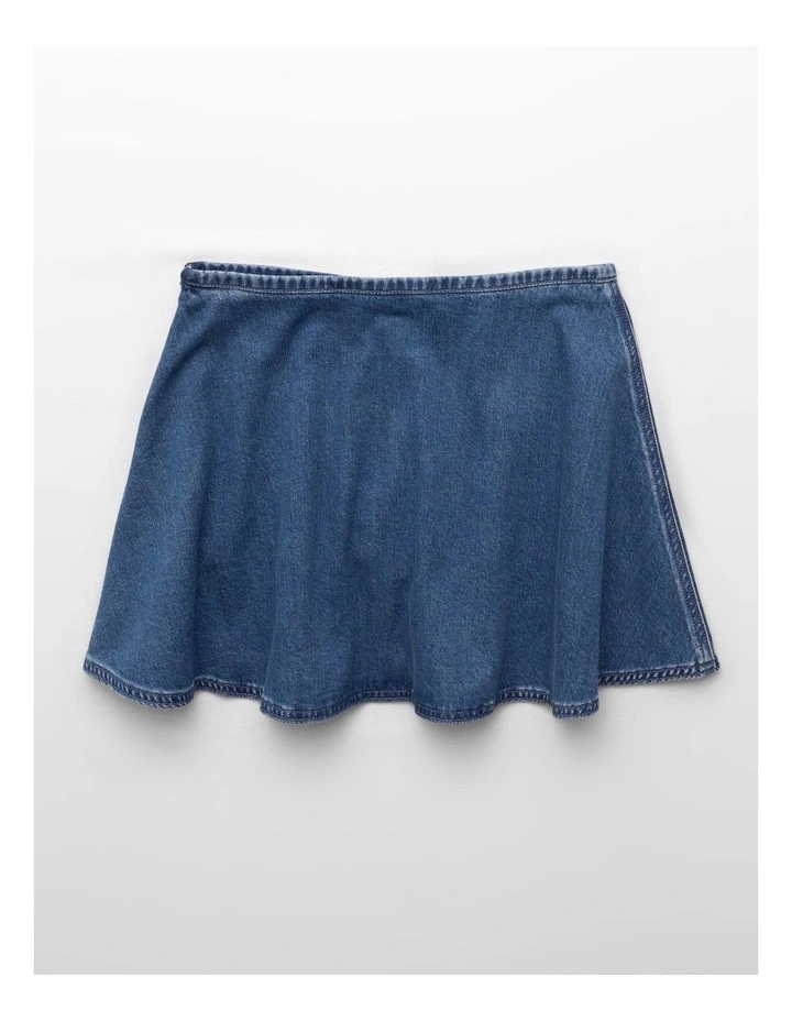 Dreamy Drape Stretch Denim Circle Skort in Medium Tinted Indigo image 4