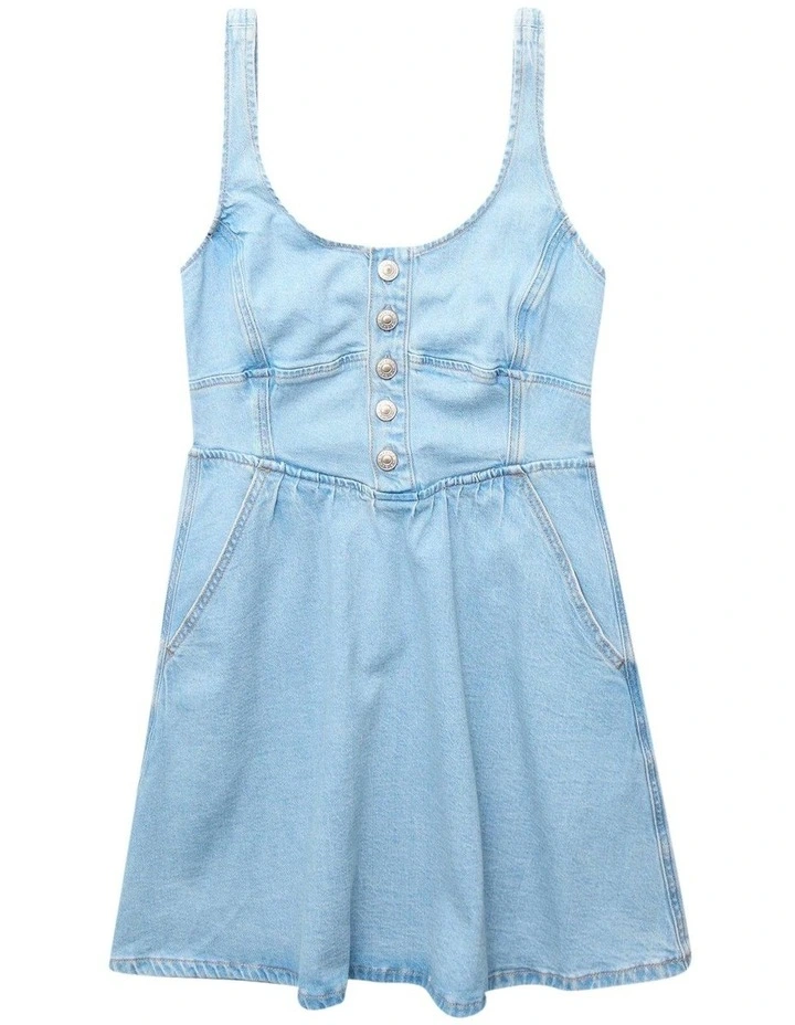 8759 Denim Dress in Light Wash image 3