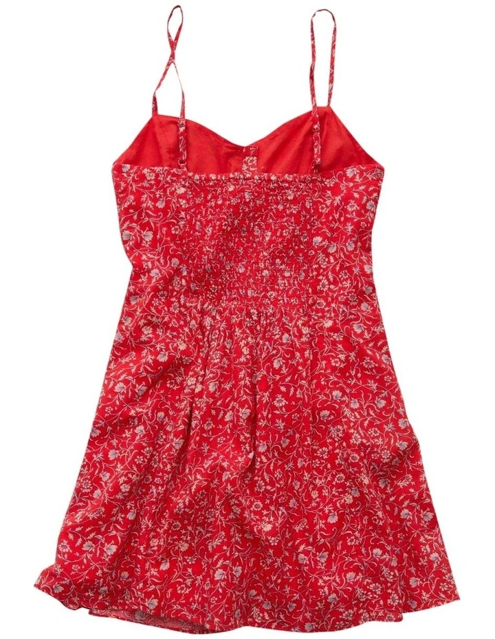 Sweetheart Button-Up Floral Mini Dress in Red image 4