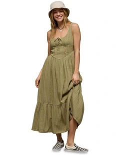 Catie Corset Midi Dress in Olive
