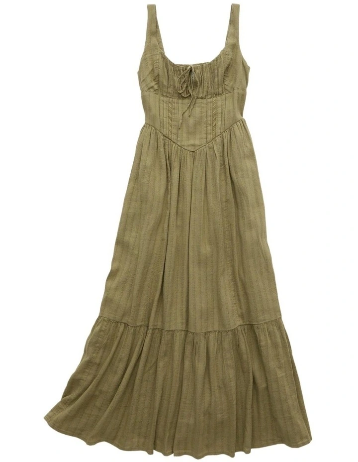 Catie Corset Midi Dress in Olive image 3
