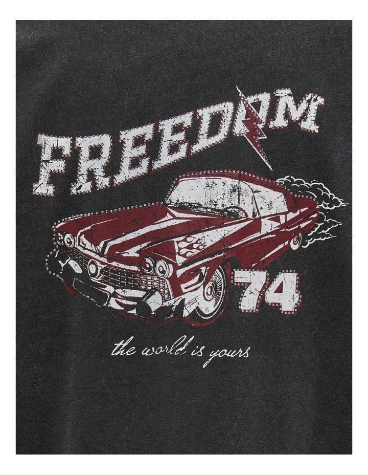 Rocky Life Printed T-Shirt in Black image 3