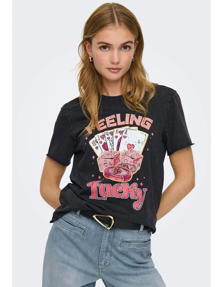Lucy Life Printed T-shirt in Black image 2