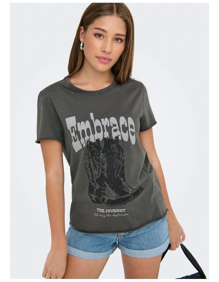 Lucy Life Printed T-shirt in Charcoal image 2