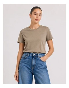 Only Cotton T-Shirt in Brown