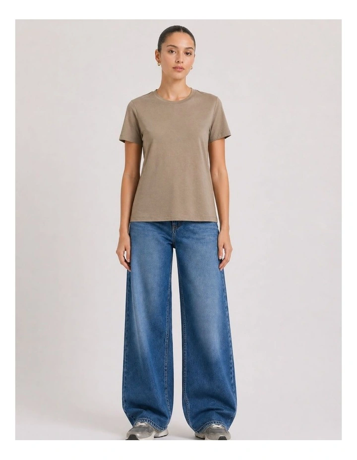 Only Cotton T-Shirt in Brown image 3