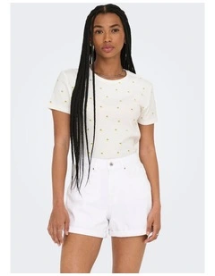 Fenja Short Sleeve Top in Beige