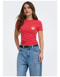 Vivvi Short Sleeve Top in Red