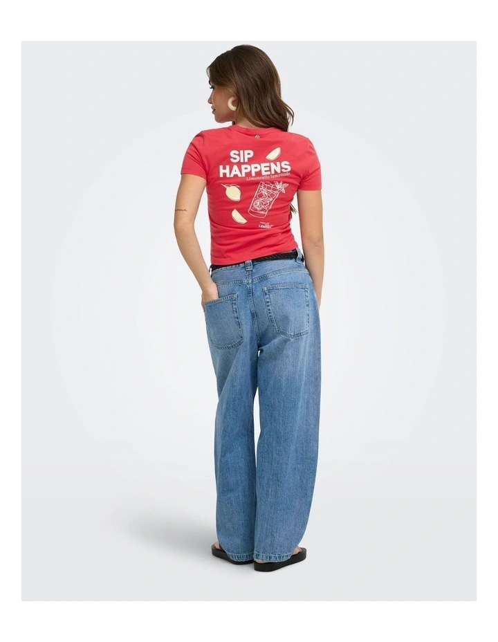 Vivvi Short Sleeve Top in Red image 2