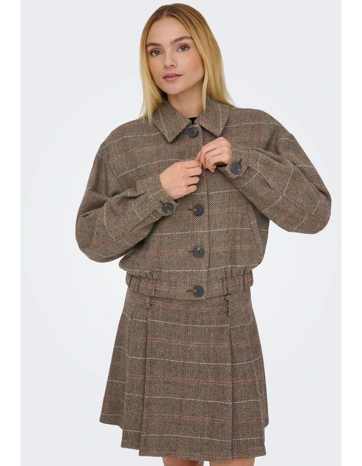 Riicca Life Check Jacket in Brown image 1