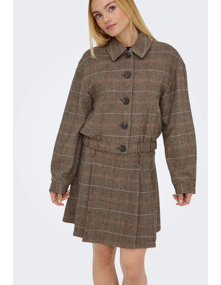 Riicca Life Check Jacket in Brown image 5