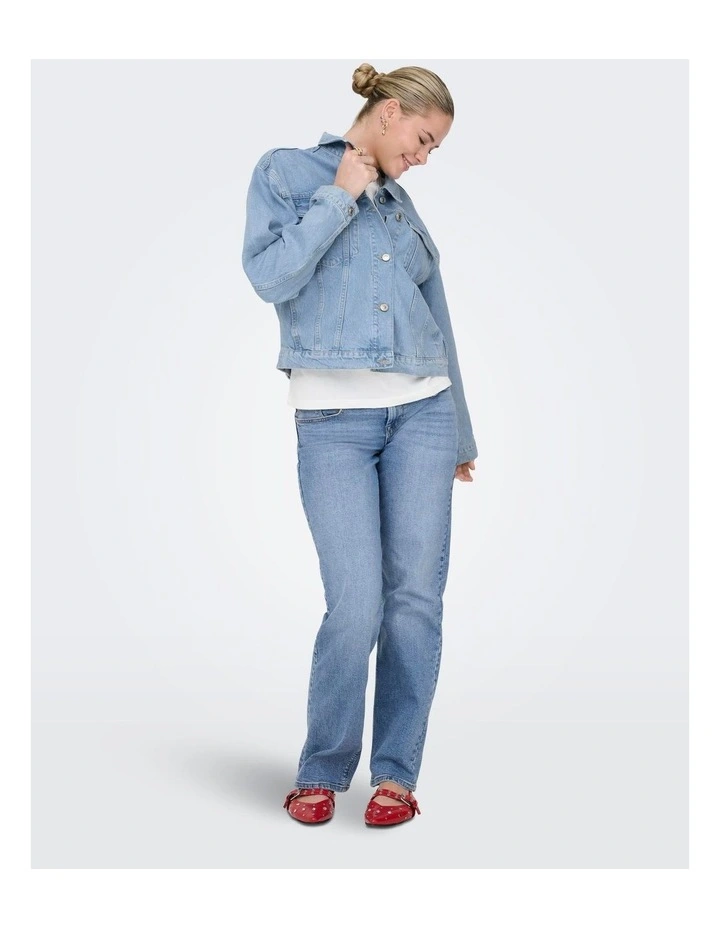 Harper Boxy Denim Jacket in Light Blue image 4